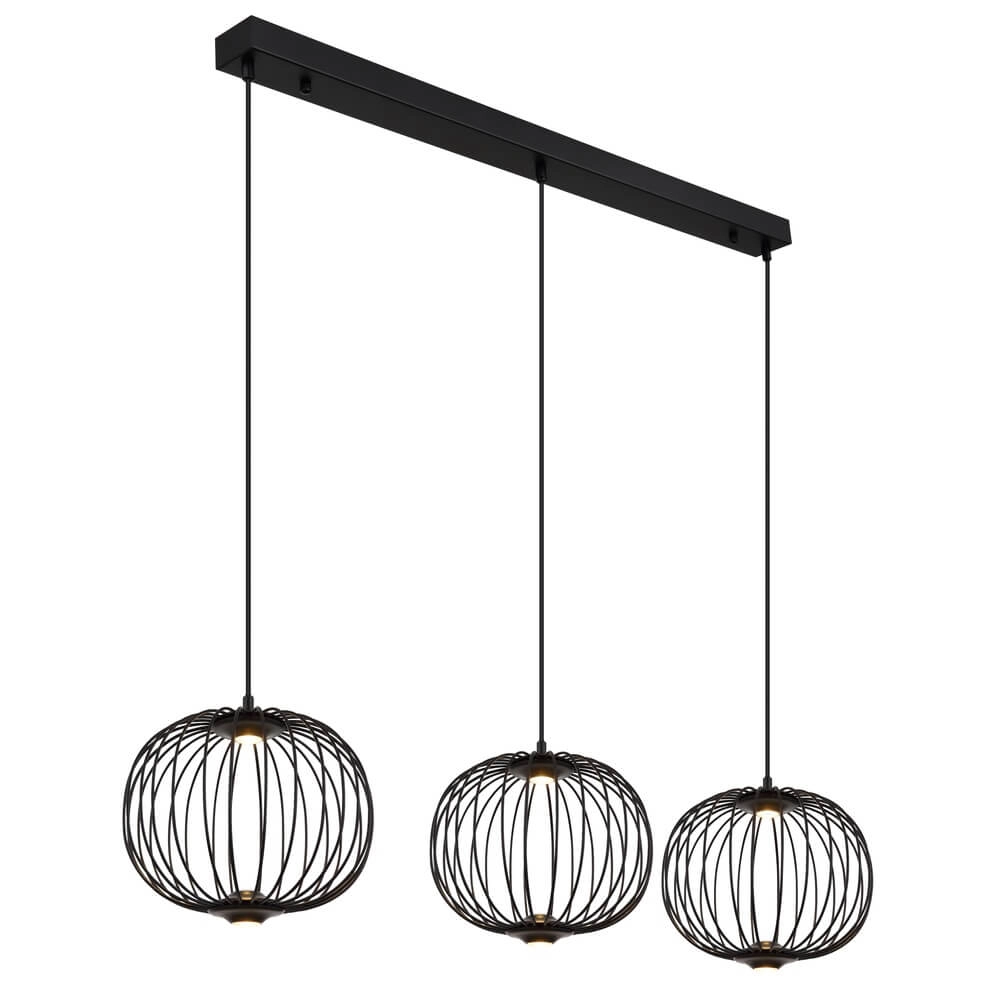 Schwarze Pendelleuchte Galway 3-Licht-Käfig Globo 9007371462339