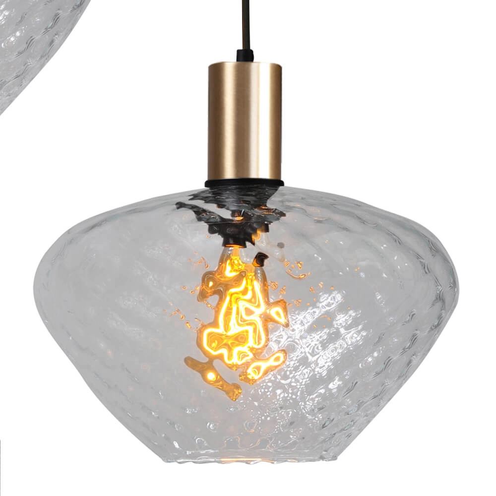 3-flammige Loft-Hängelampe - Gold - Porto mit klaren Blossom-Gläsern Masterlight 8718121270791