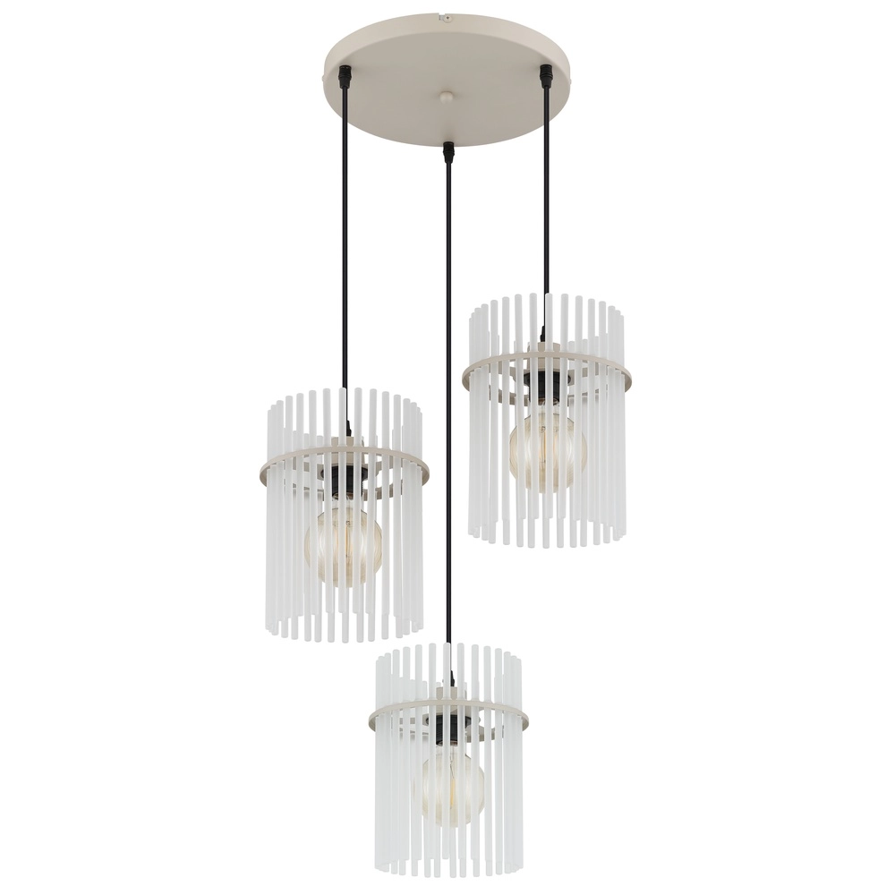 3-flammige Pendelleuchte Gorley sandbraun mit Glas rund Globo 9007371569717