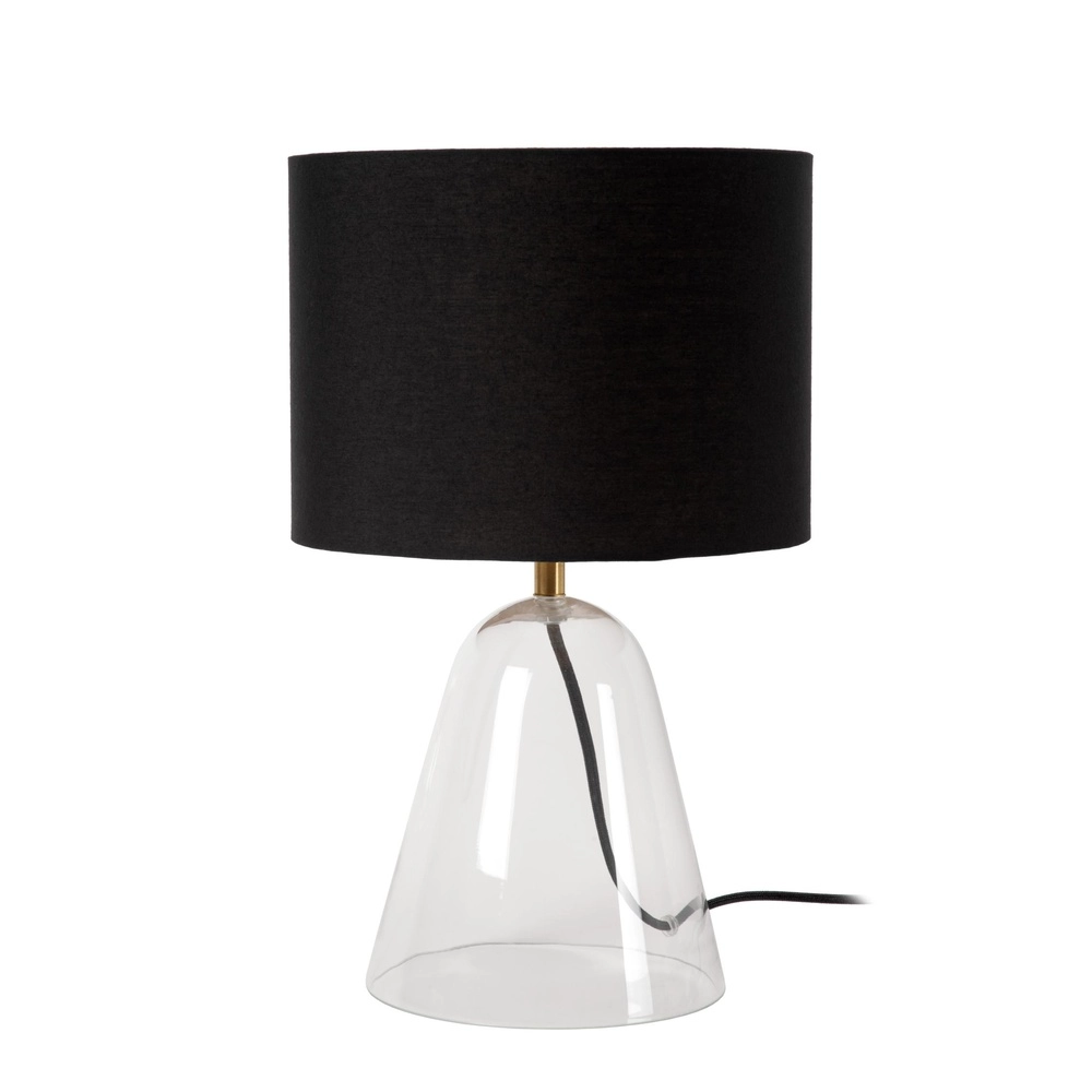 Tischlampe Campana Glas mit schwarzem Schirm 40 cm
