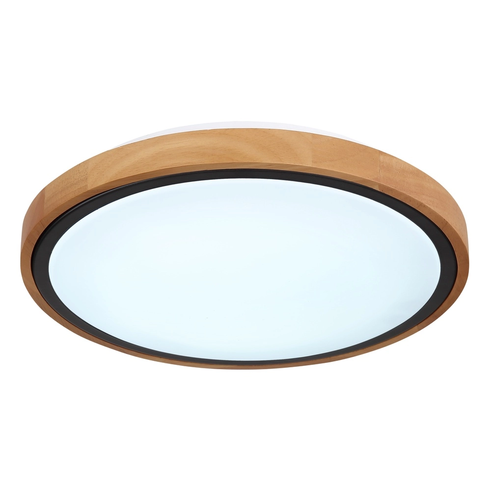 Deckenlampe Bruno Ø 30,7 cm schwarz mit Holz Globo 9007371430468