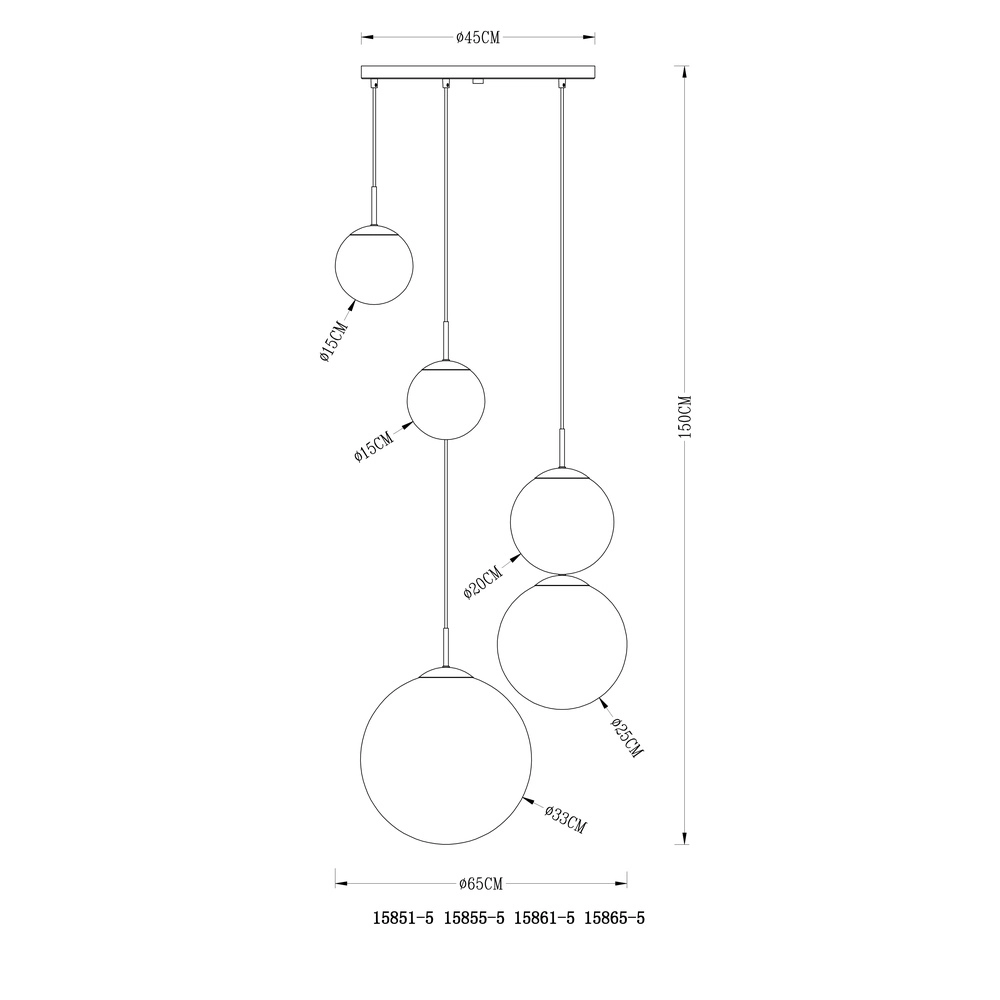 5-Licht Pendellampe Varus Gold Globo 9007371377466