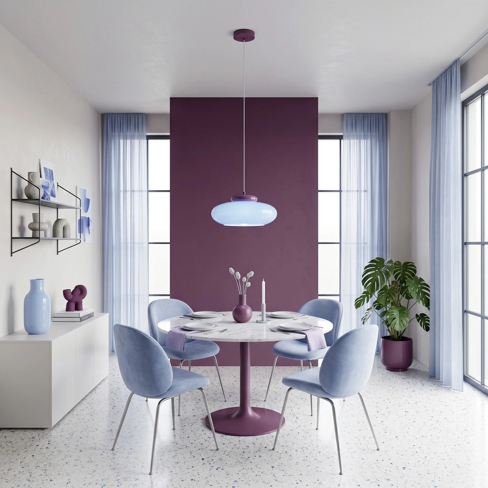 Design-Pendellampe Berardelli blau mit lila Ø 32 cm