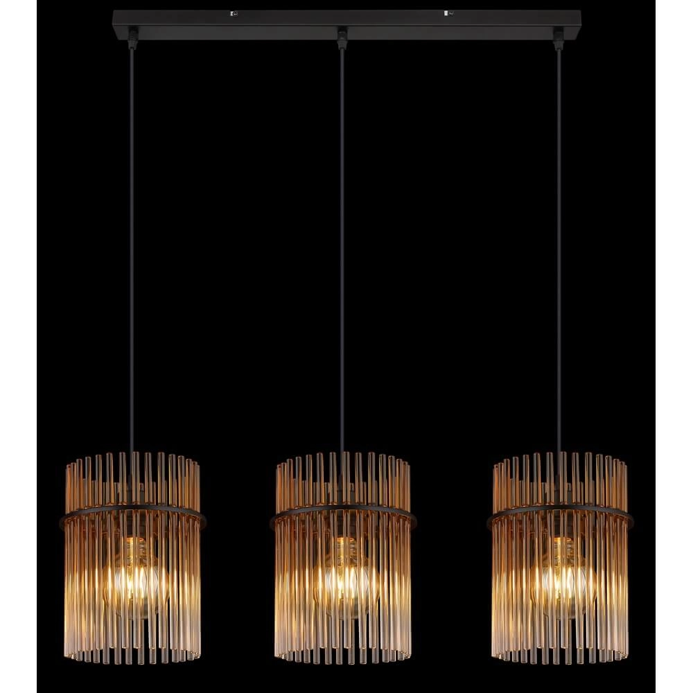 Schwarze Pendelleuchte Gorley mit Braunglas 3-flammig Globo 9007371468997