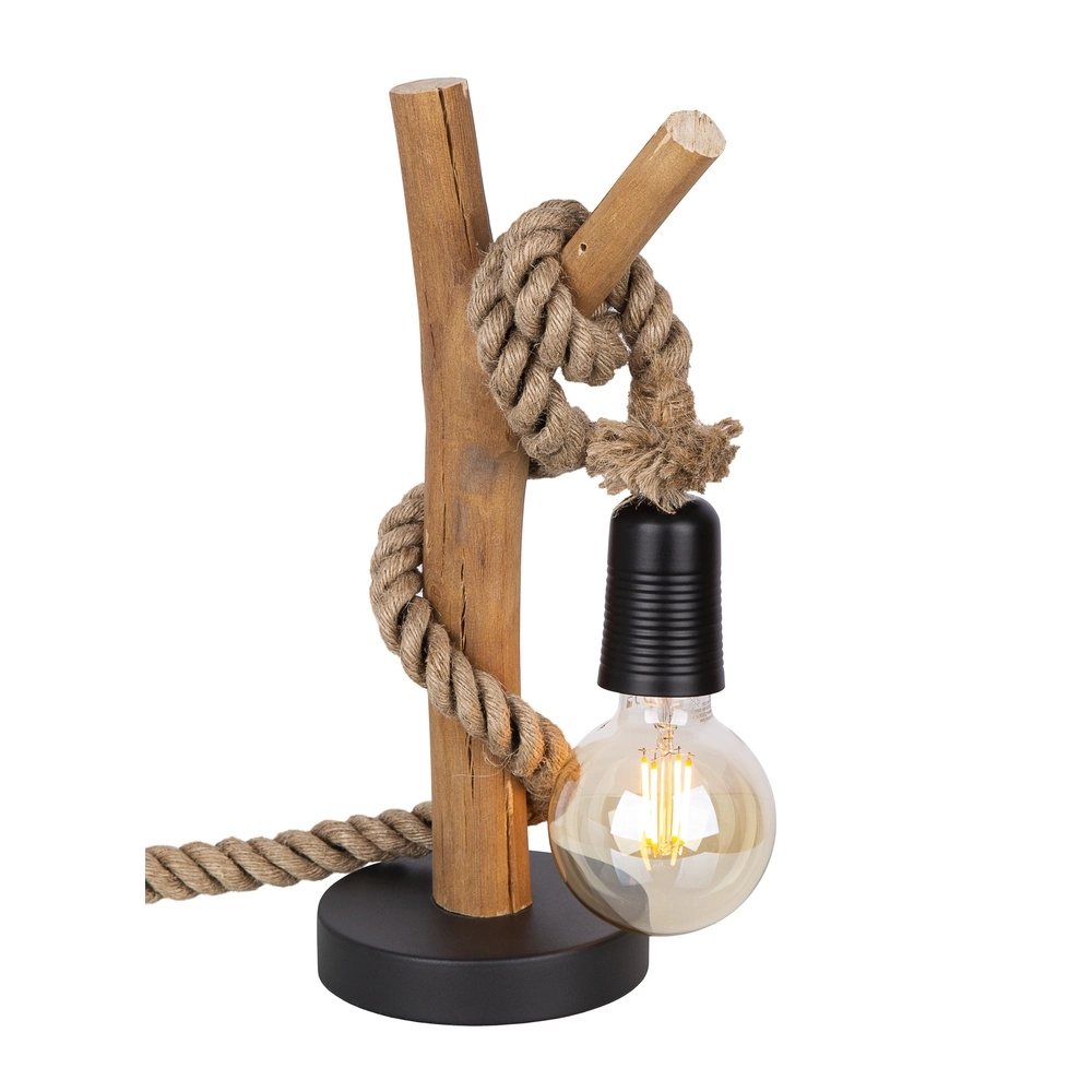 Holztischlampe Nerida Mit Seil