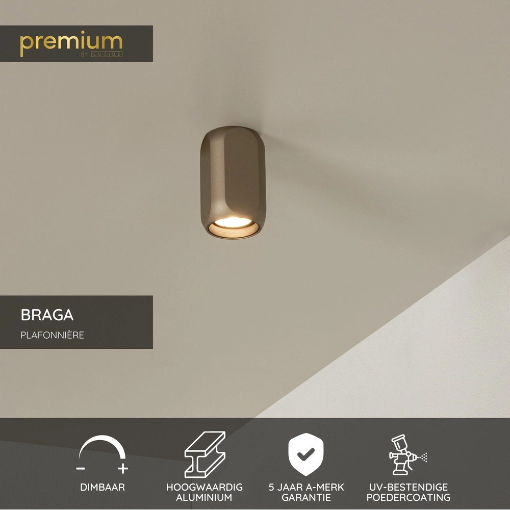 Champagner-Oberfläche montierter Spot Braga 1x GU10 - Ø 6 cm Premium by Lucide 5411212234377