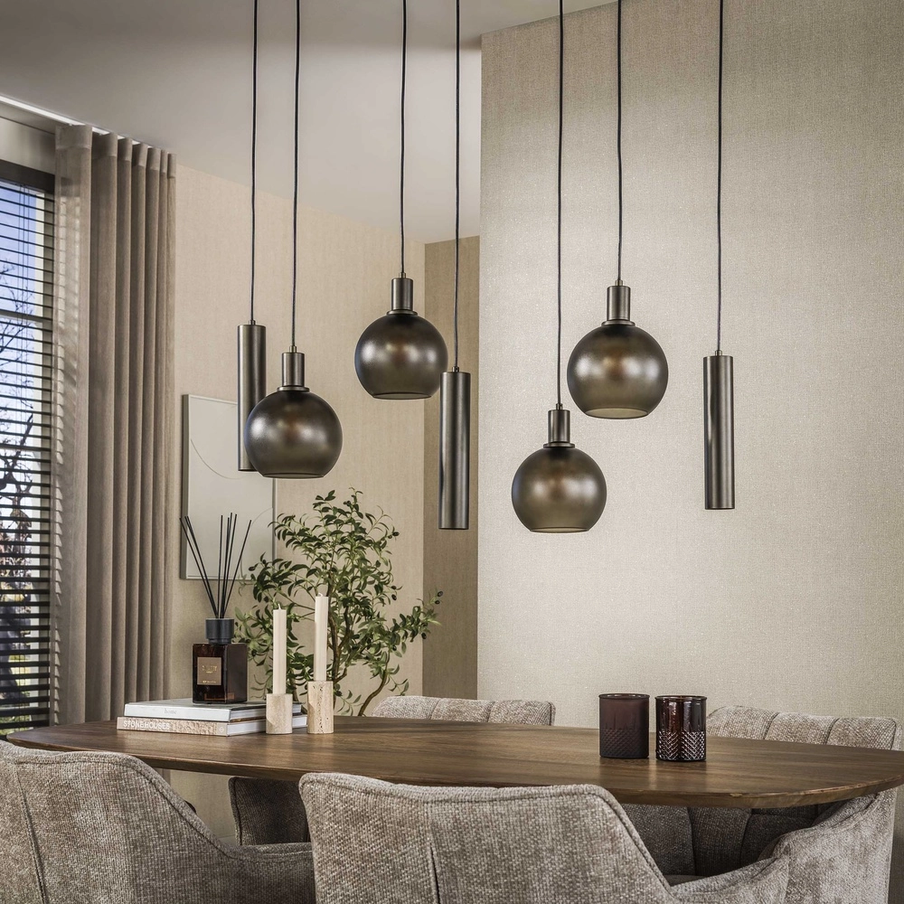 Esstisch-Pendellampe Sfera mit Glaskugeln und Anhängern Lyora 8716803512399