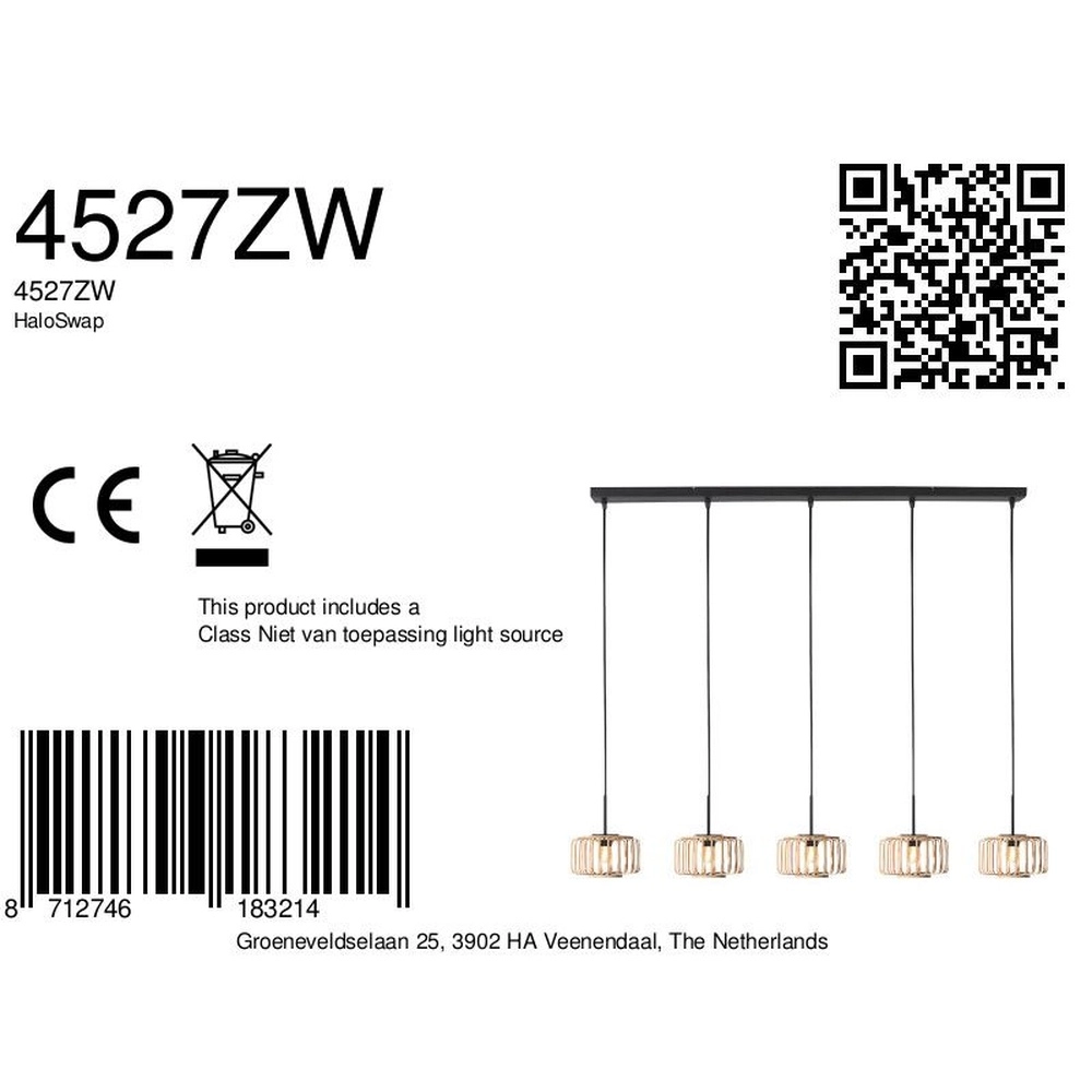 5-flammige Pendelleuchte HaloSwap gerade Steinhauer 8712746183214