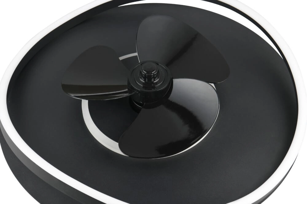 Schwarzer LED-Deckenventilator Sortland Trio 4017807606027
