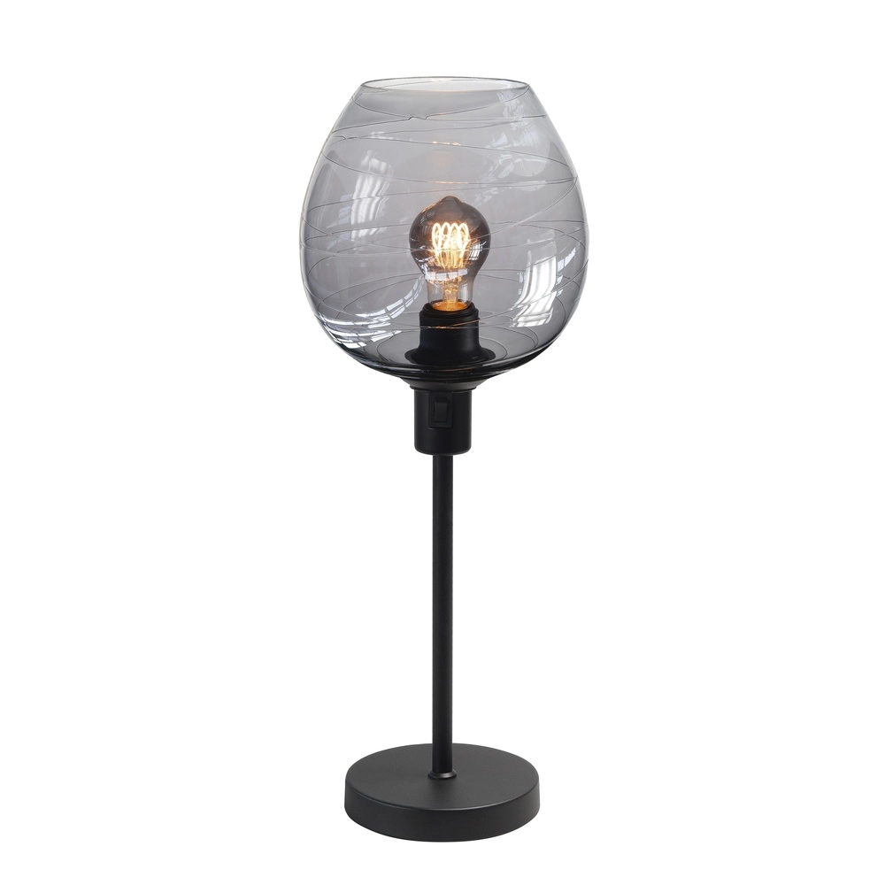 Tischlampe Fantasy schwarz mit Rauchglas Ø 22cm