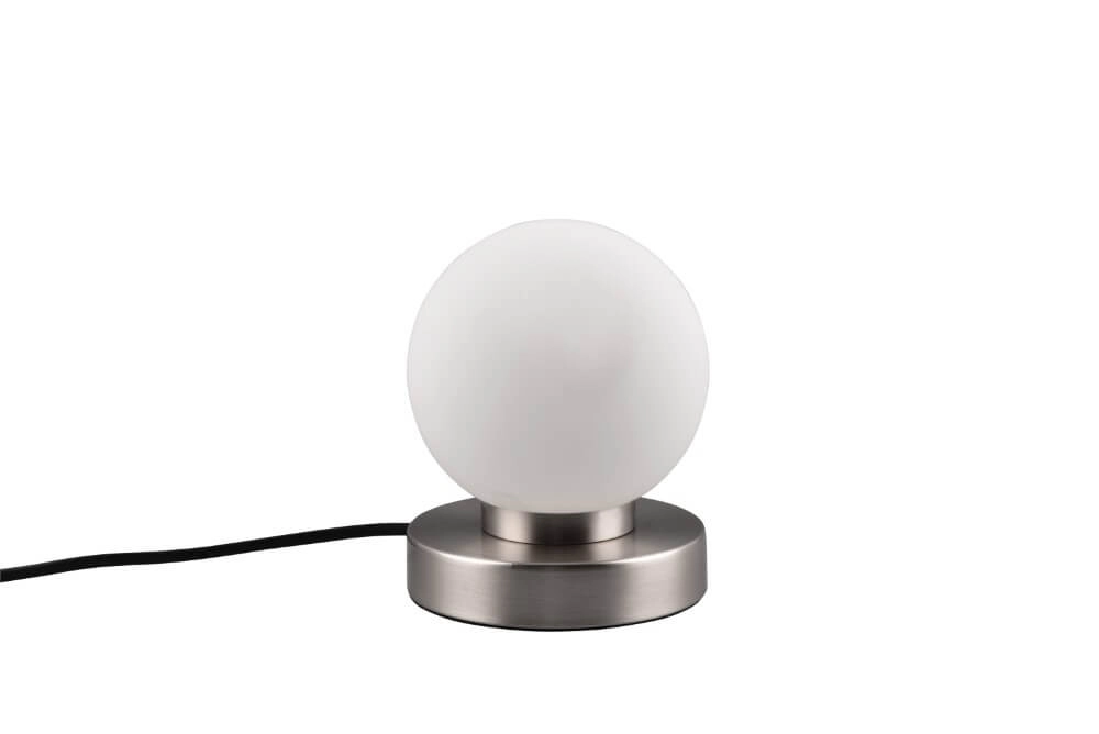 Tischlampe Prinz Ii Nickel mit weißem Glas Trio 4017807551396