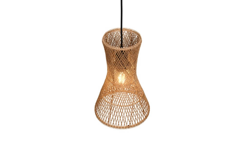 Design-Pendelleuchte Bijou schwarz mit Rattan Ø20cm Trio 4017807637304