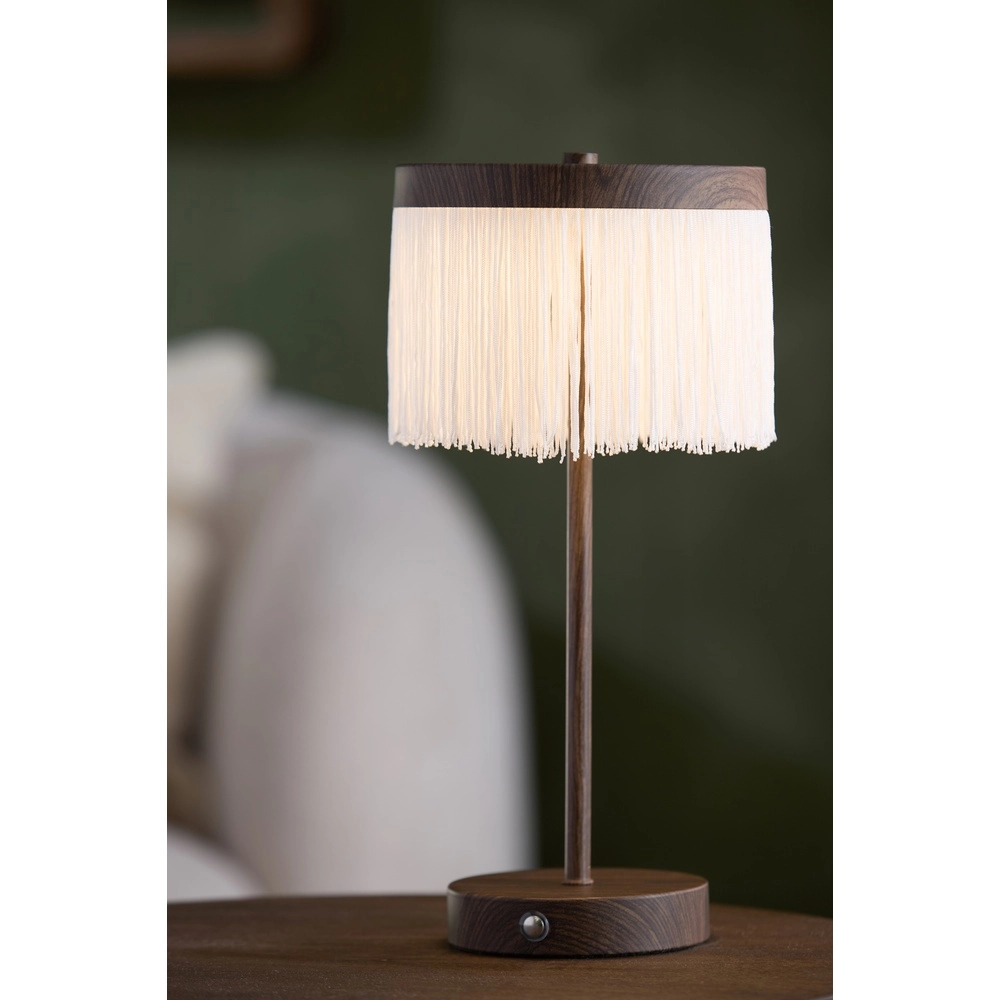 Wiederaufladbare Tischlampe Diny Walnuss-Look mit Weiß Light & Living 8717807816377