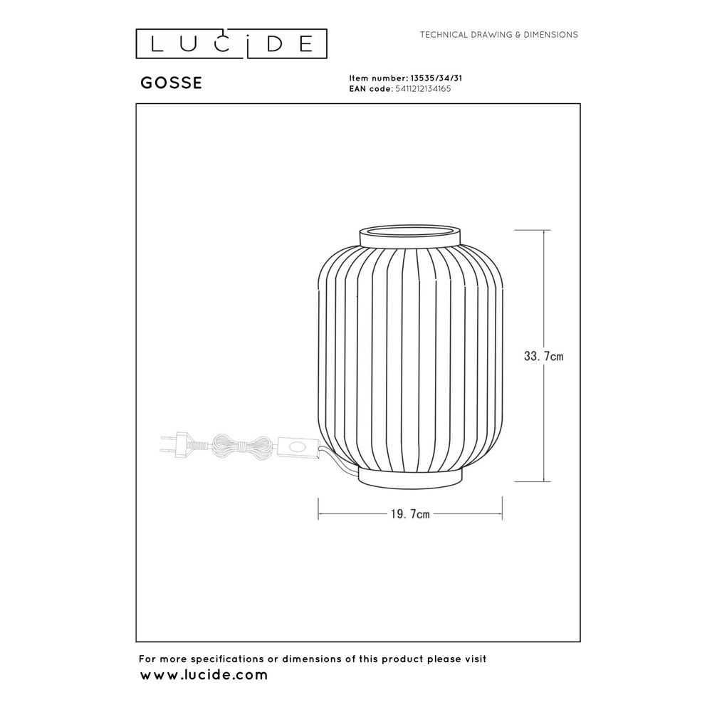 Design-Tischlampe Gosse Gold mit Weiß Lucide 5411212134165
