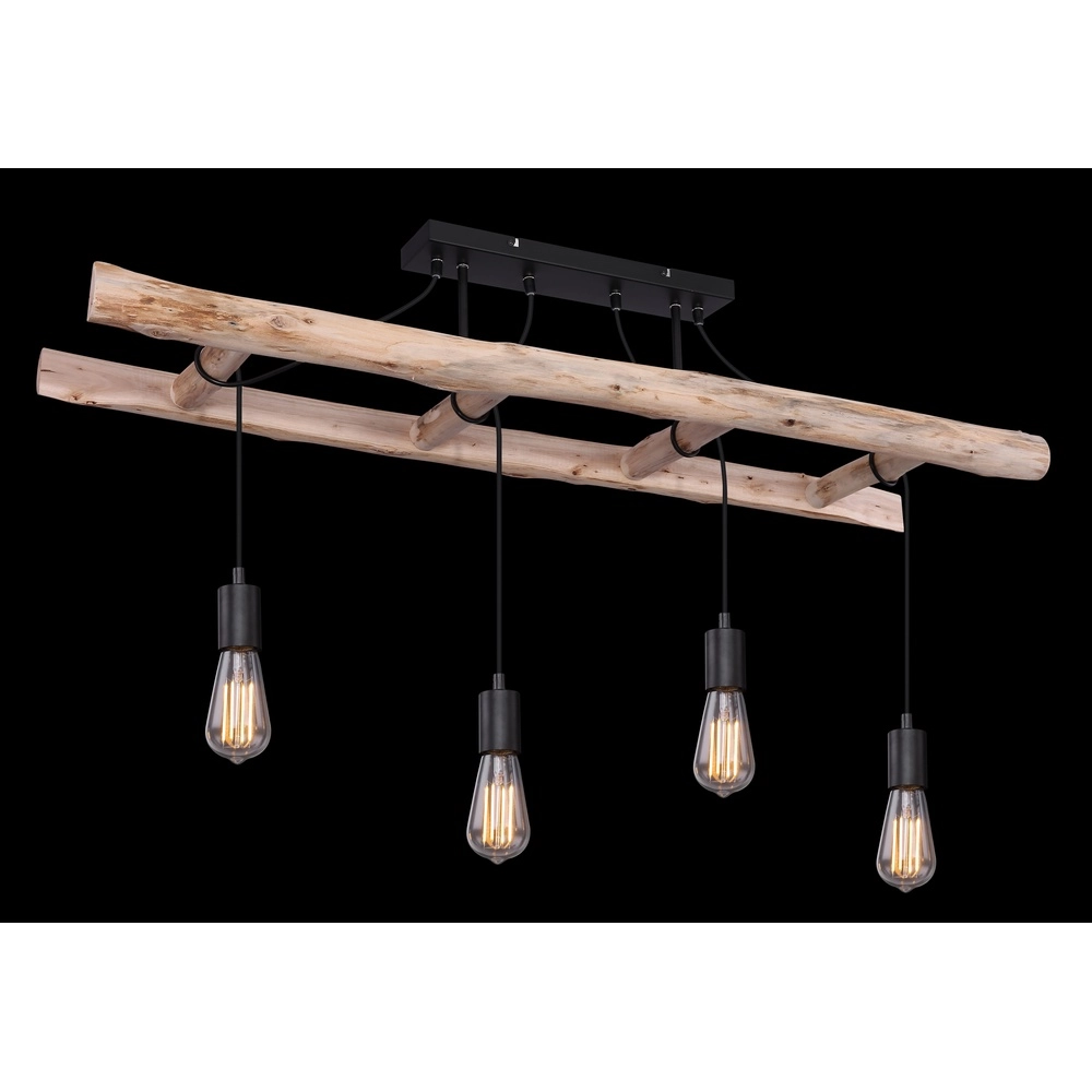 4-Licht Pendellampe Irmgard Holz 80 cm Globo 9007371390342