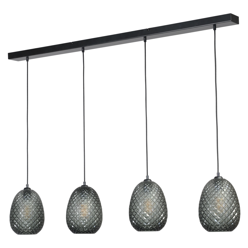 Schwarze Hängelampe Pineapple 4-flammig mit Rauchglas Masterlight 8718121209388