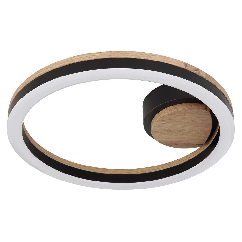 Deckenlampe Beatrix Rund schwarz mit Holz Globo 9007371445417