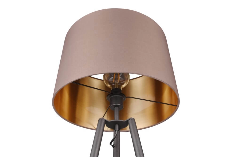 Stehende Stehlampe Colette schwarz mit taupefarbenem Farbton Trio 4017807574548
