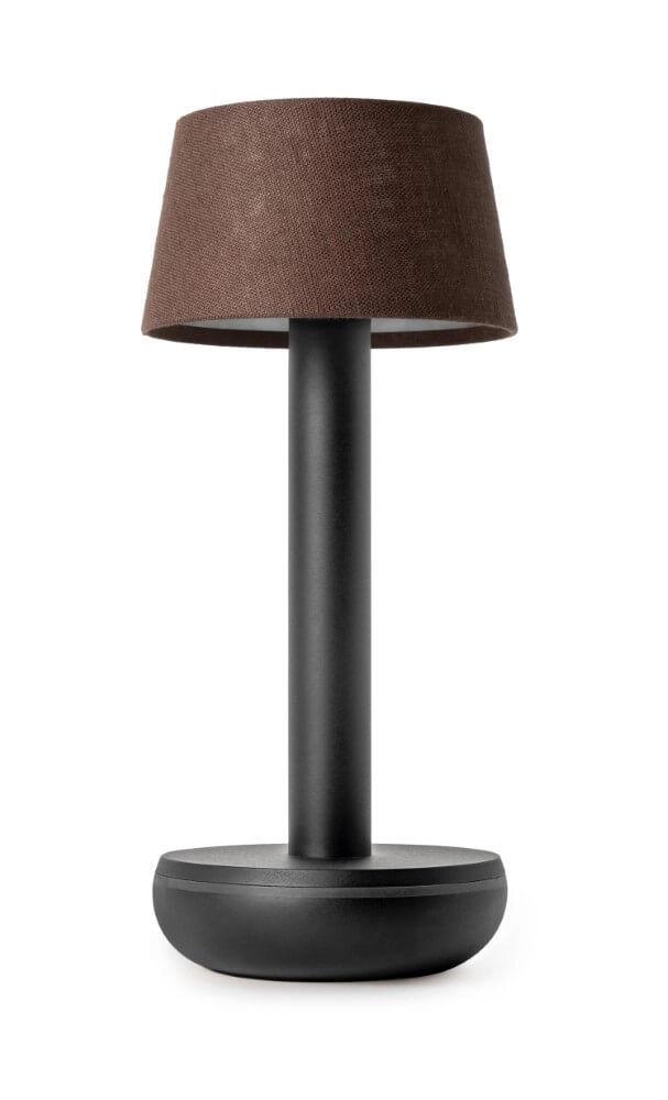 Wiederaufladbare Tischlampe Two Black Brown Leinen