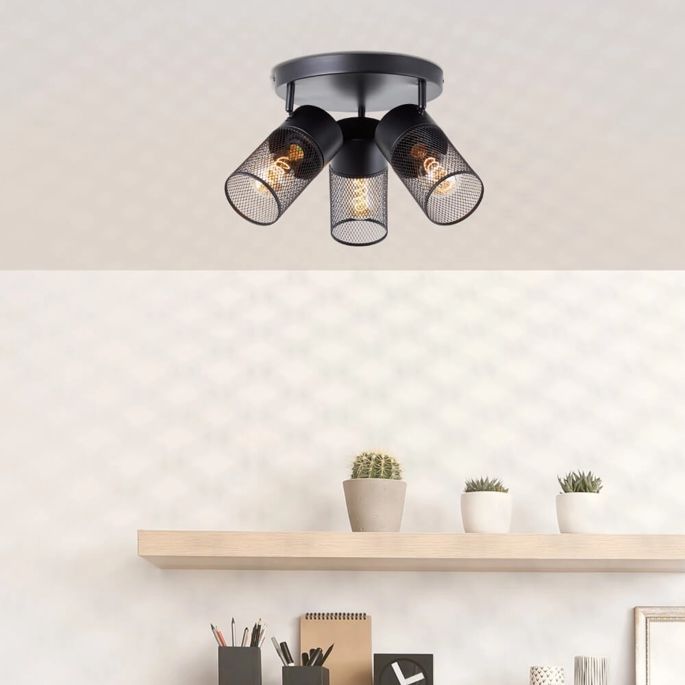 Schwarze Deckenlampe Kamolo 3x E27 Brilliant 4004353409417