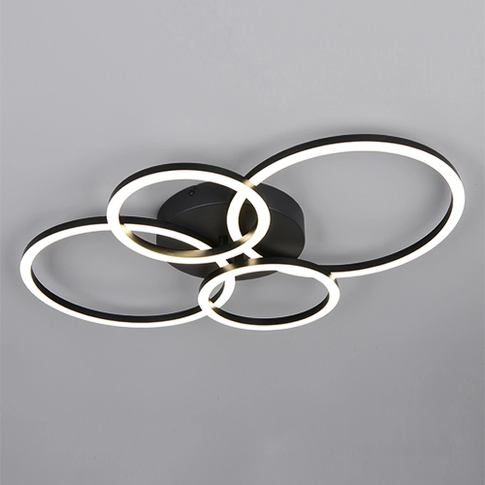 Moderne Deckenlampe Quilo Rundschwarz Trio 4017807704242