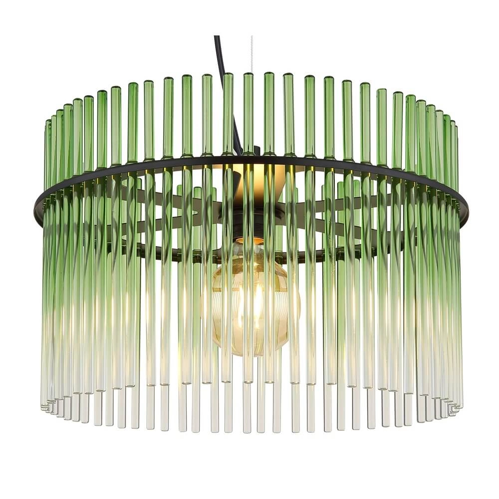 Schwarze Pendelleuchte Gorley mit grünem Glas Ø 40cm Globo 9007371471973