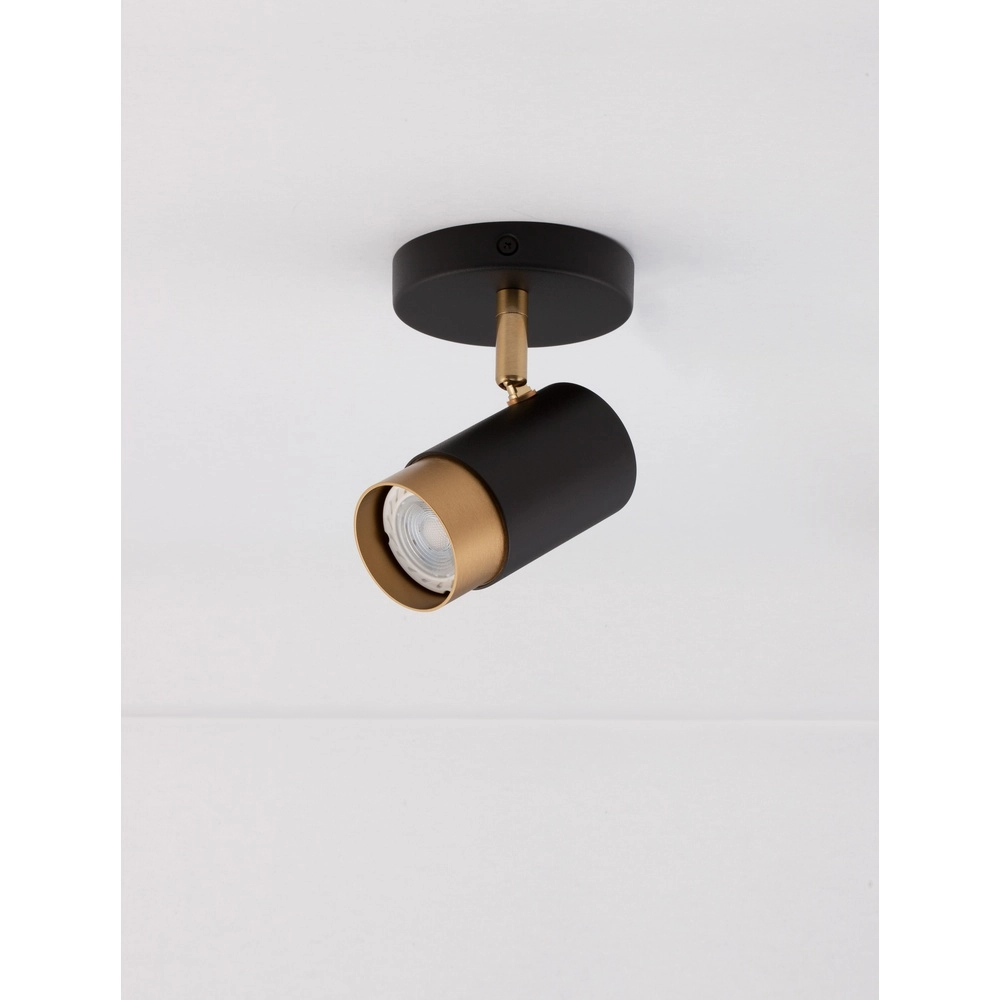 Deckenstrahler Pogno Single schwarz mit gold Lyora 5212017430830