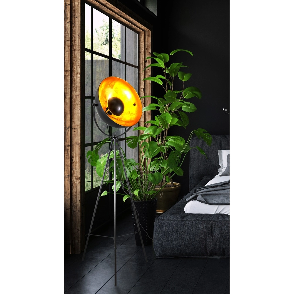 Stativ-Bodenlampe Timo Schwarz mit Gold Globo 4048194068891