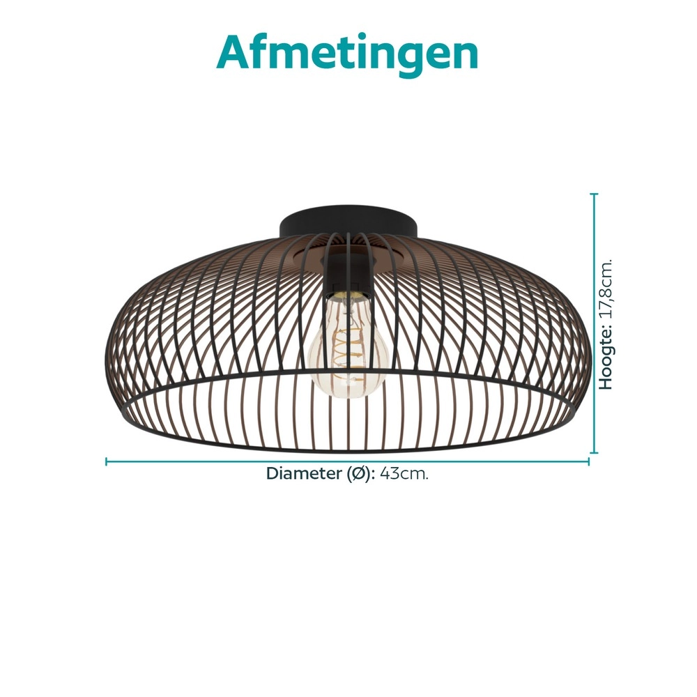 Deckenlampe Almanzora Schwarz mit Kupfer