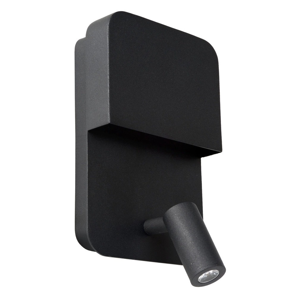 Nachttischlampe Boxer Schwarz mit USB-Ladepunkt