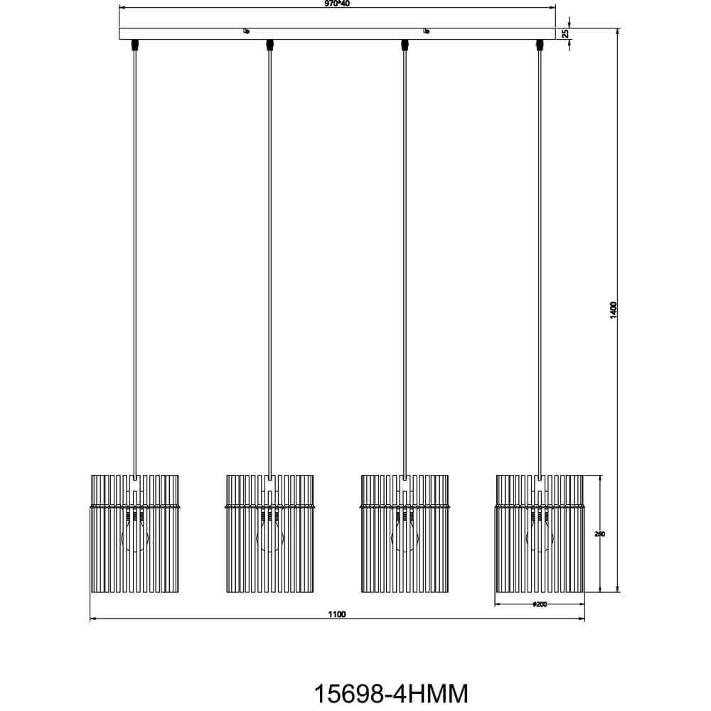 Schwarze Pendelleuchte Gorley Farbiges Glas 4-flammig Globo 9007371484003