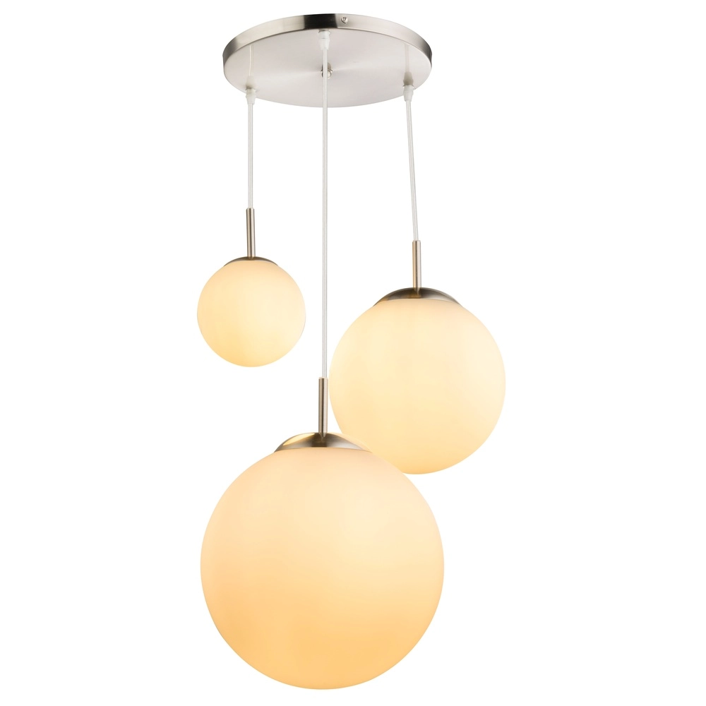Design-Pendellampe Joel Nickel mit Weiß