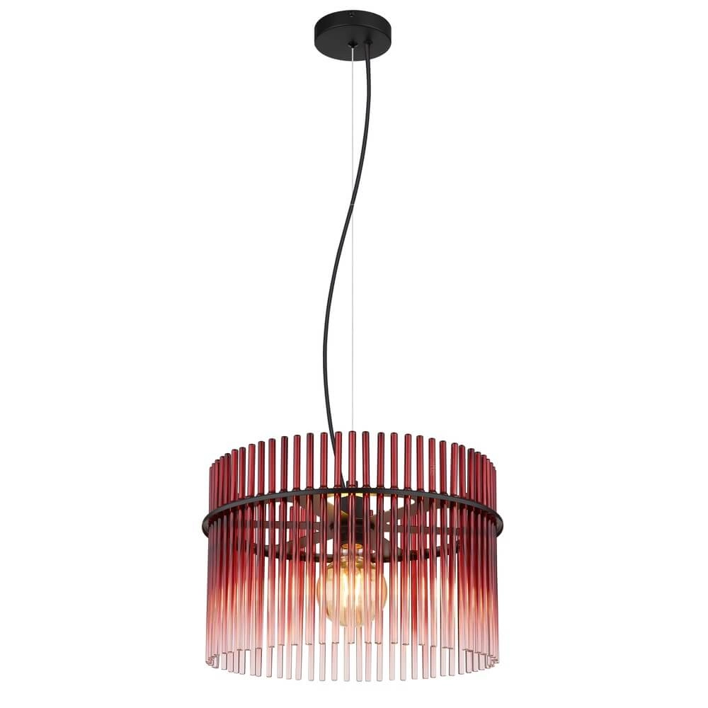 Schwarze Pendelleuchte Gorley mit rotem Glas Ø 40cm Globo 9007371462964