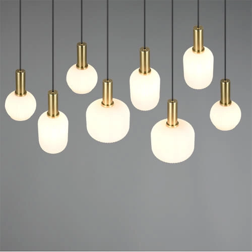 Hängelampe für das Esszimmer Diva 8-flammig – weißes Glas Trio 4017807614527