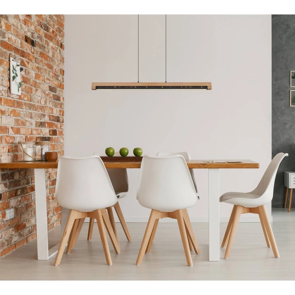 Design-Pendelleuchte Starla schwarz mit Holz 85cm Globo 9007371456291