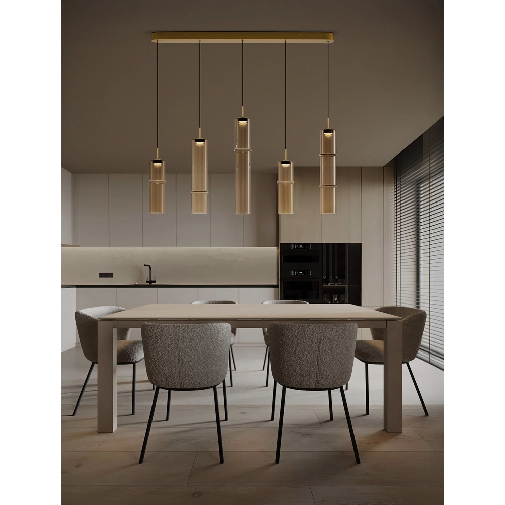 Einzigartige Pendelleuchte Sano Gerades 5-helles Gold Lyora 5212017474087