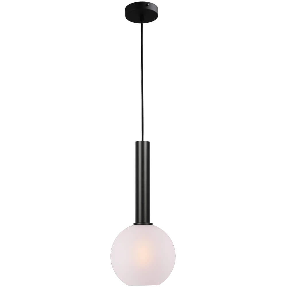 Hängelampe Ø 20cm Bella 2 Schwarz mit mattweißem Glas