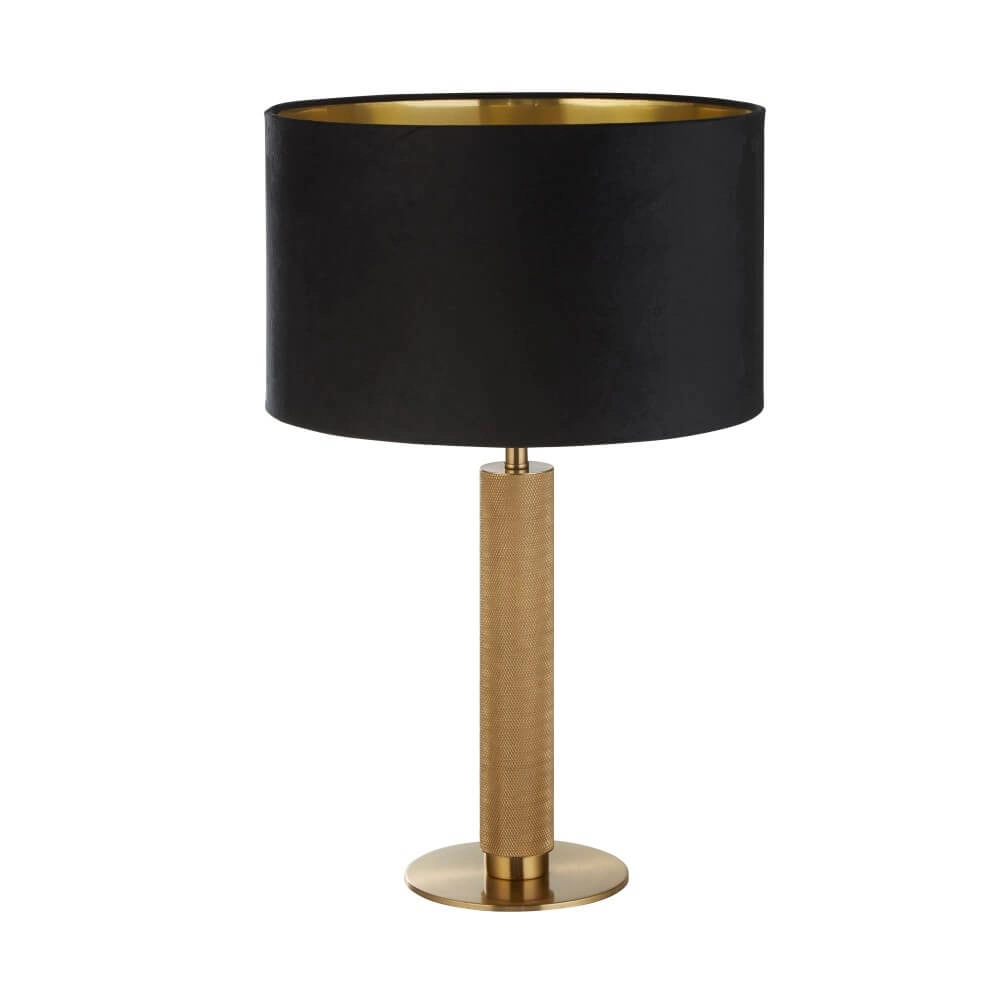 Goldene Tischlampe London mit schwarzer Kapuze