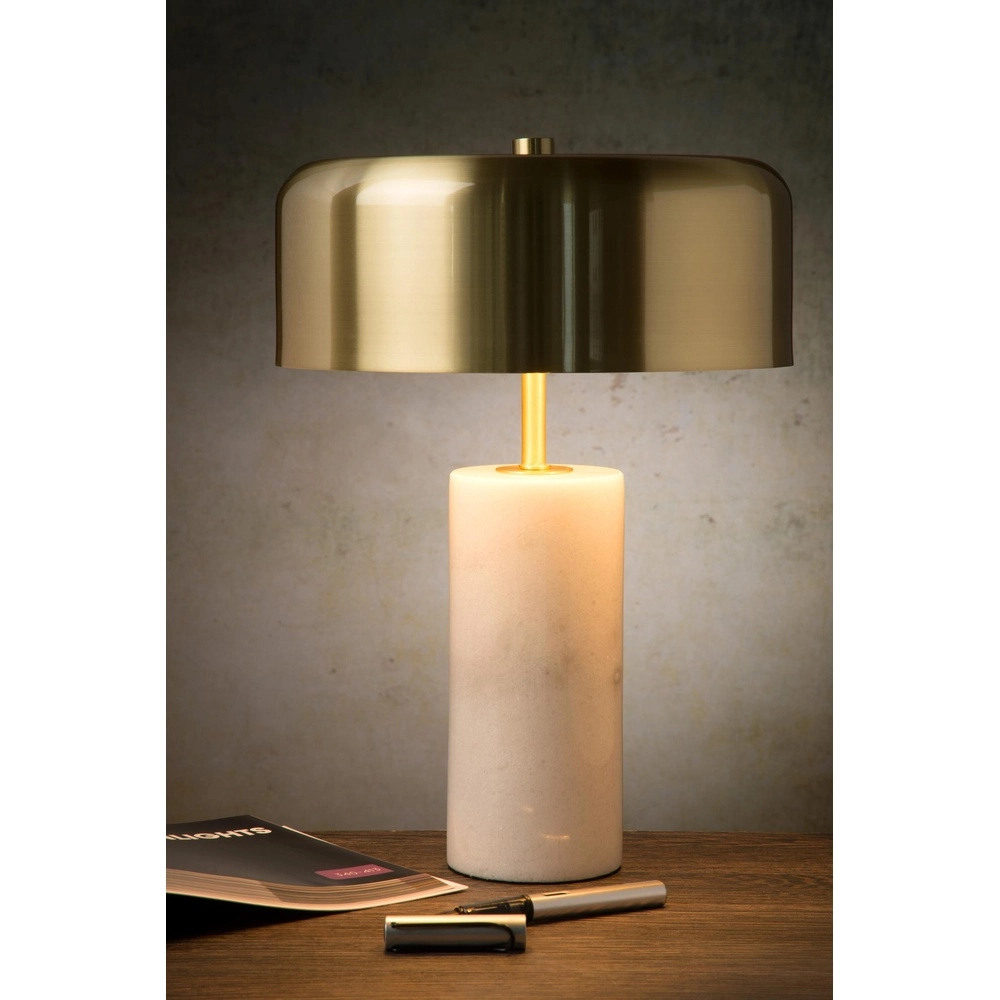 Tischlampe Mirasol Weiß mit Gold Lucide 5411212343406