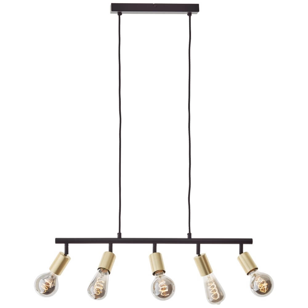Hängelampe mit 5 Leuchten Tiffany schwarz mit gold Brilliant 4004353406416