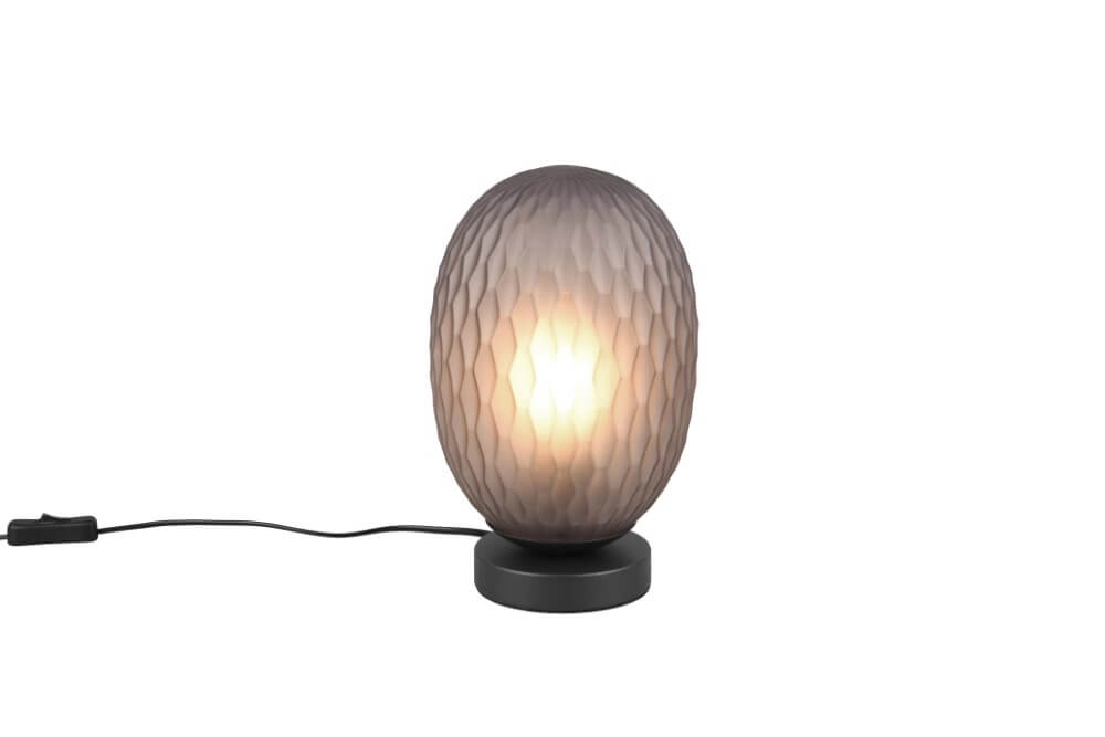 Tischlampe Facette mit geripptem Rauchglas