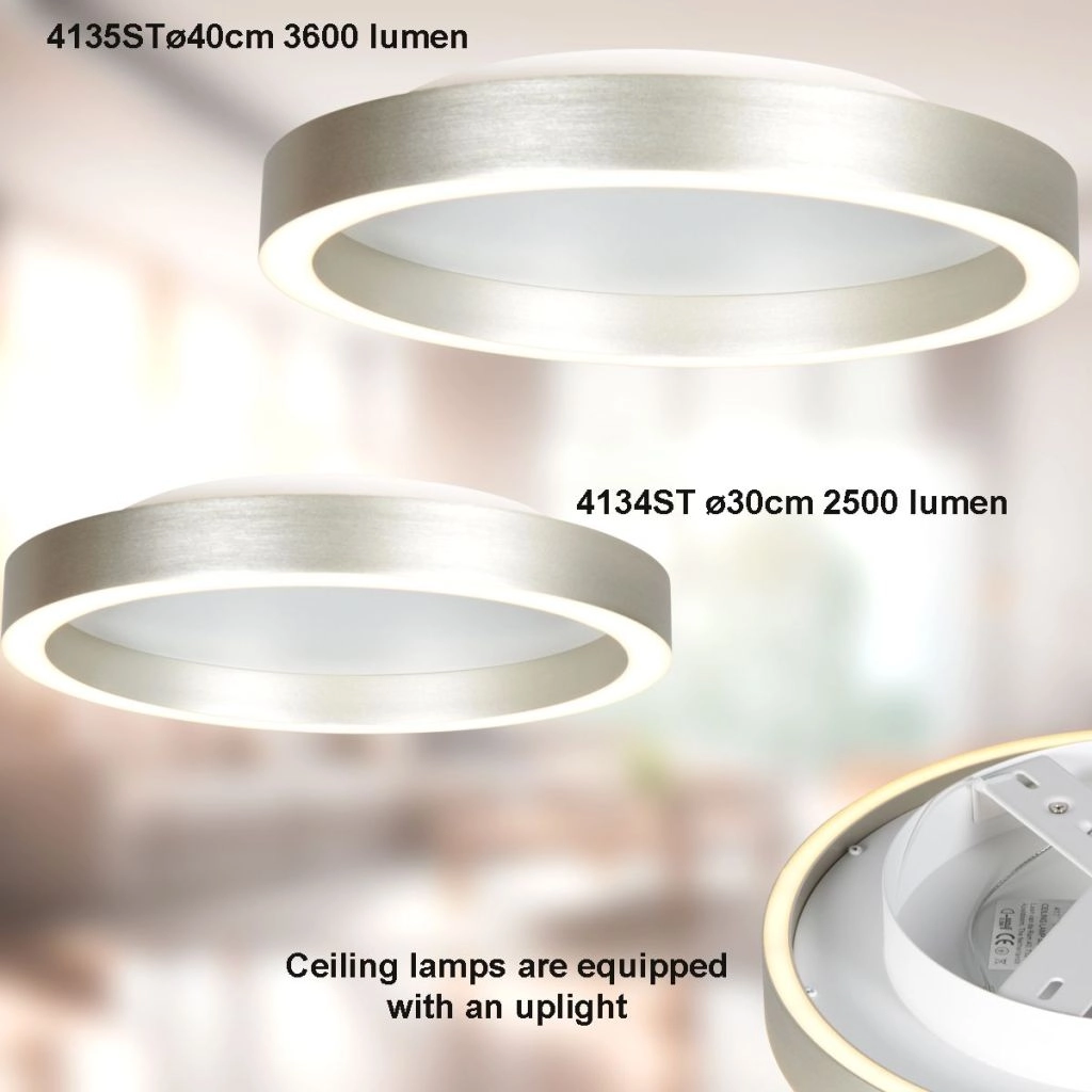 Design-Deckenlampe Ringlux gebürstetes Metall Ø 40 cm Steinhauer 8712746180930