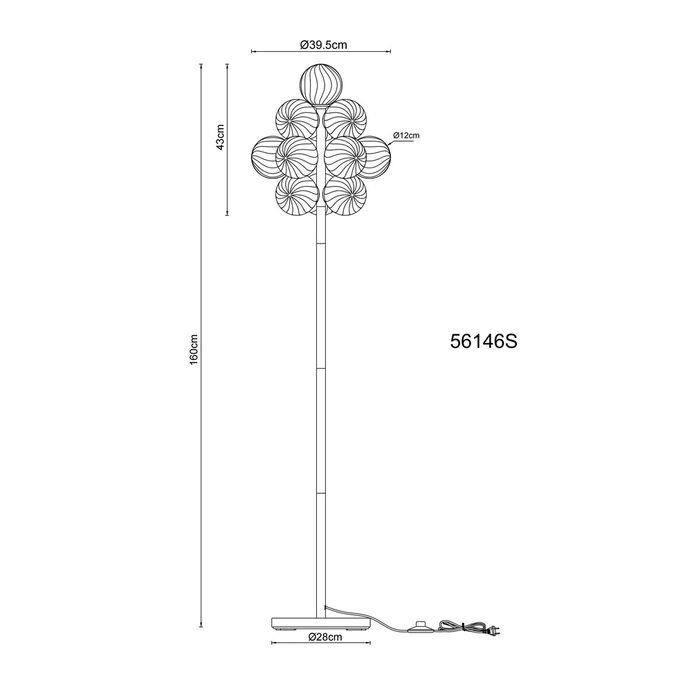 Schwarze Stehlampe Conor mit Bernsteinglas Globo 9007371512171