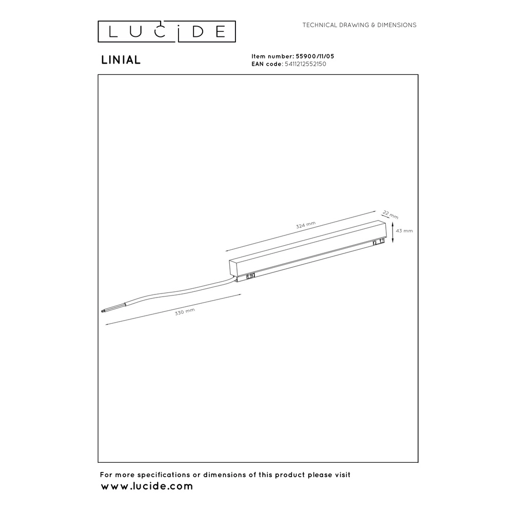 Oberflächenmontierter 1-Phasen-Treiber Linial Champagner Premium by Lucide 5411212552150