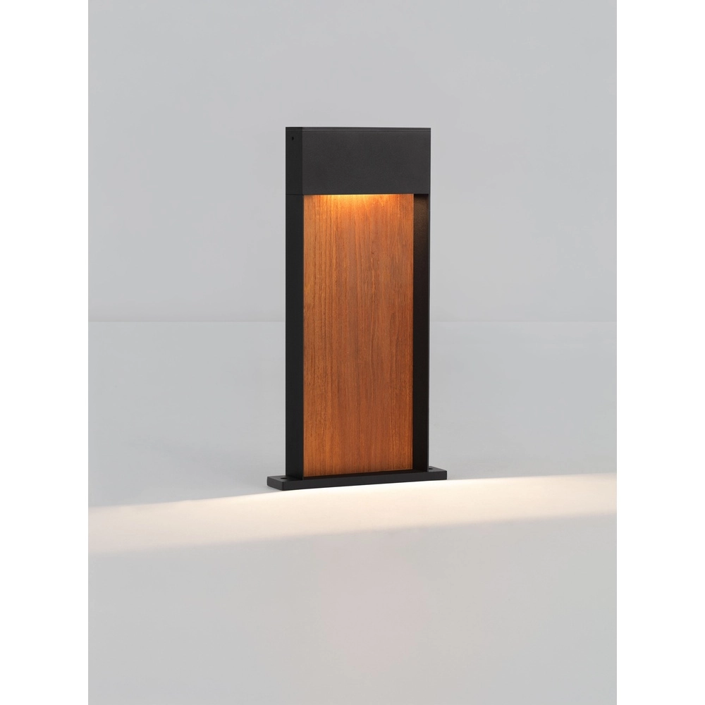 Design-Gartenlampe Noray Schwarz mit Holz 40cm - 3000K Lyora 5212063504325