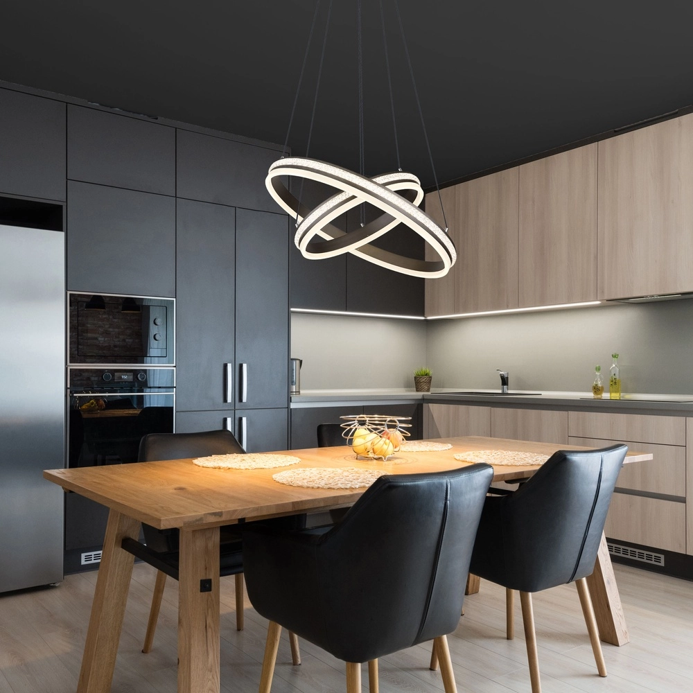 Design-Pendellampe Grouni 2 Ringe mit Titan gebürstet Globo 9007371454990