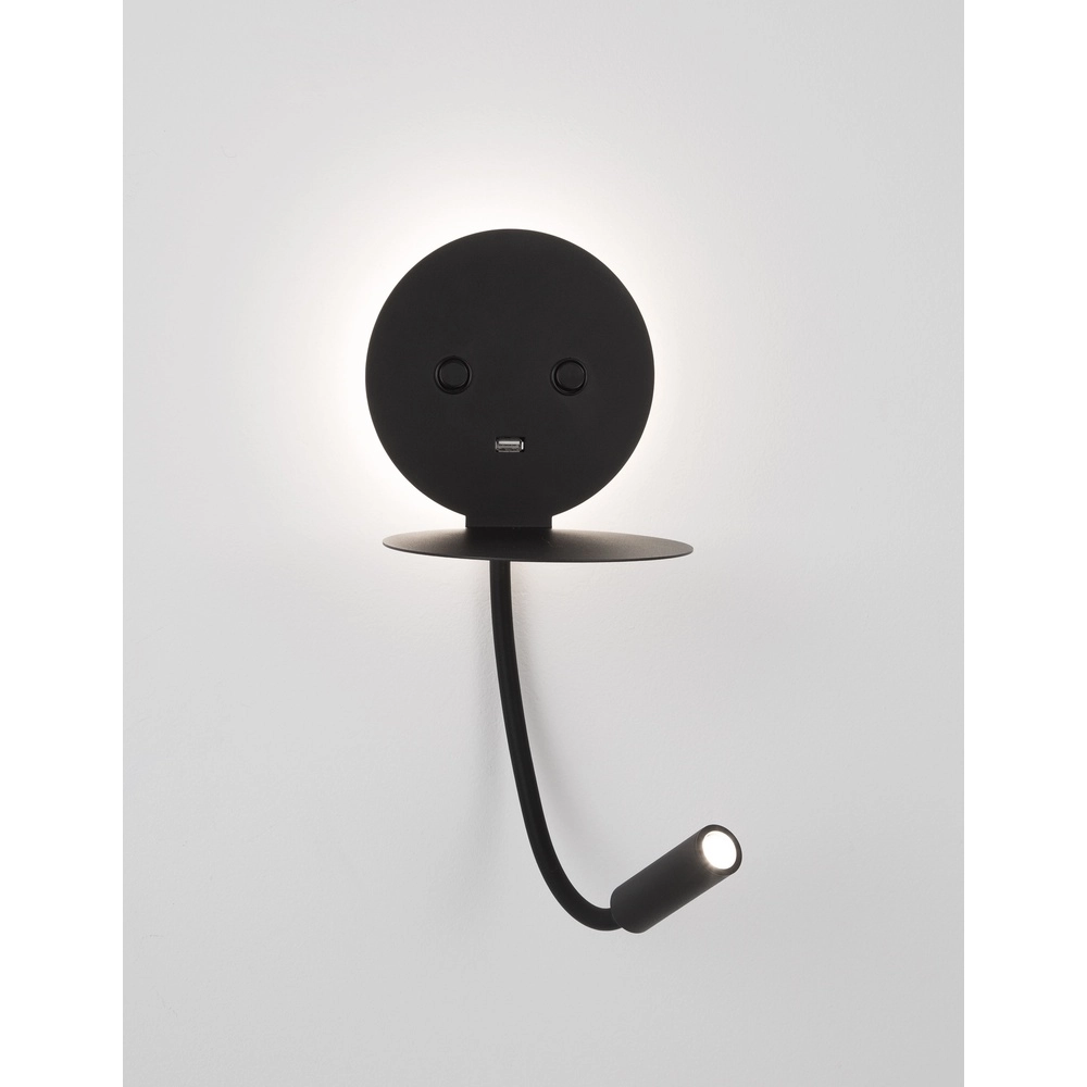 Nachttischlampe Eclip Schwarz mit USB