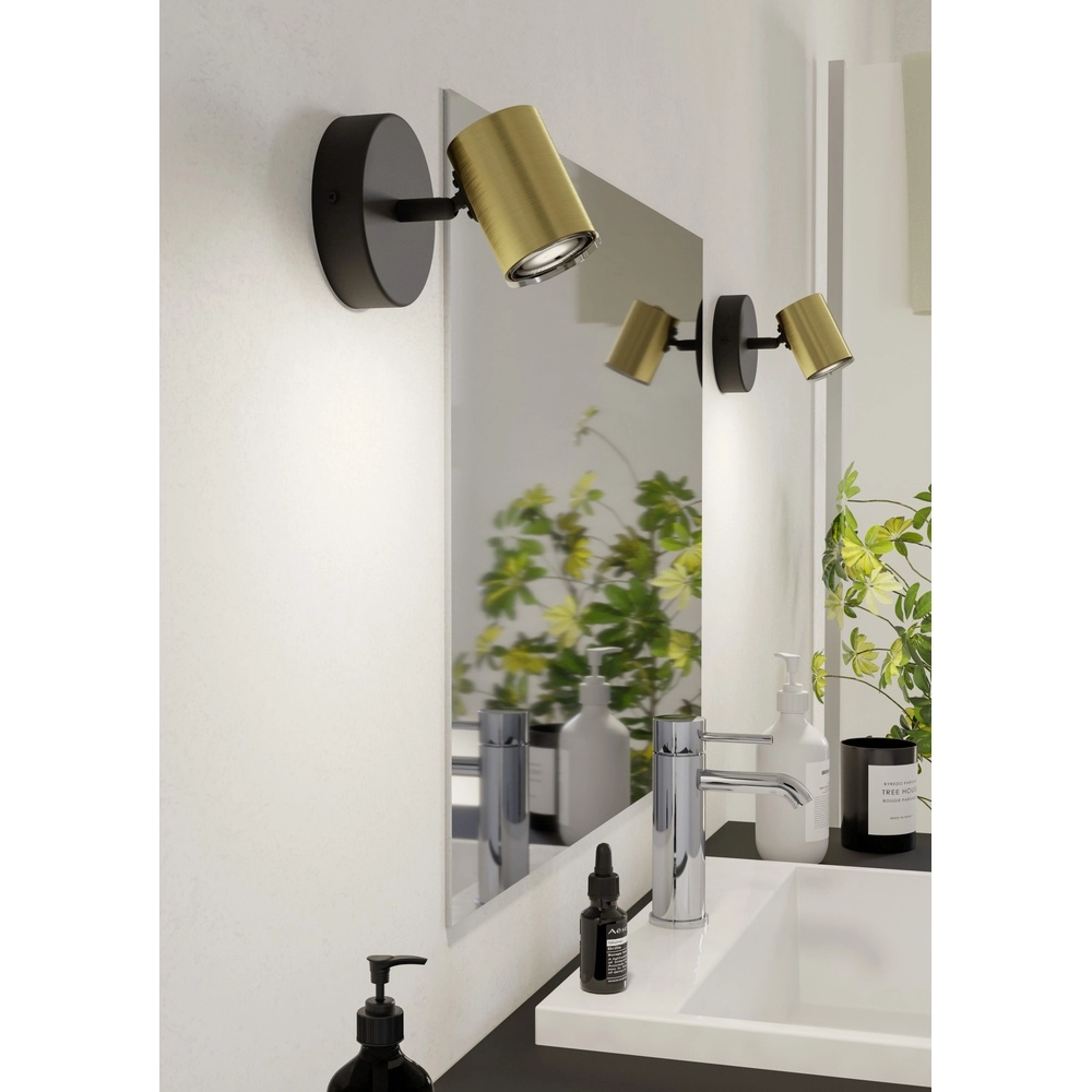 Badezimmerscheinwerfer Consuma 1 GU10 – schwarz mit Gold Eglo 9008606365036