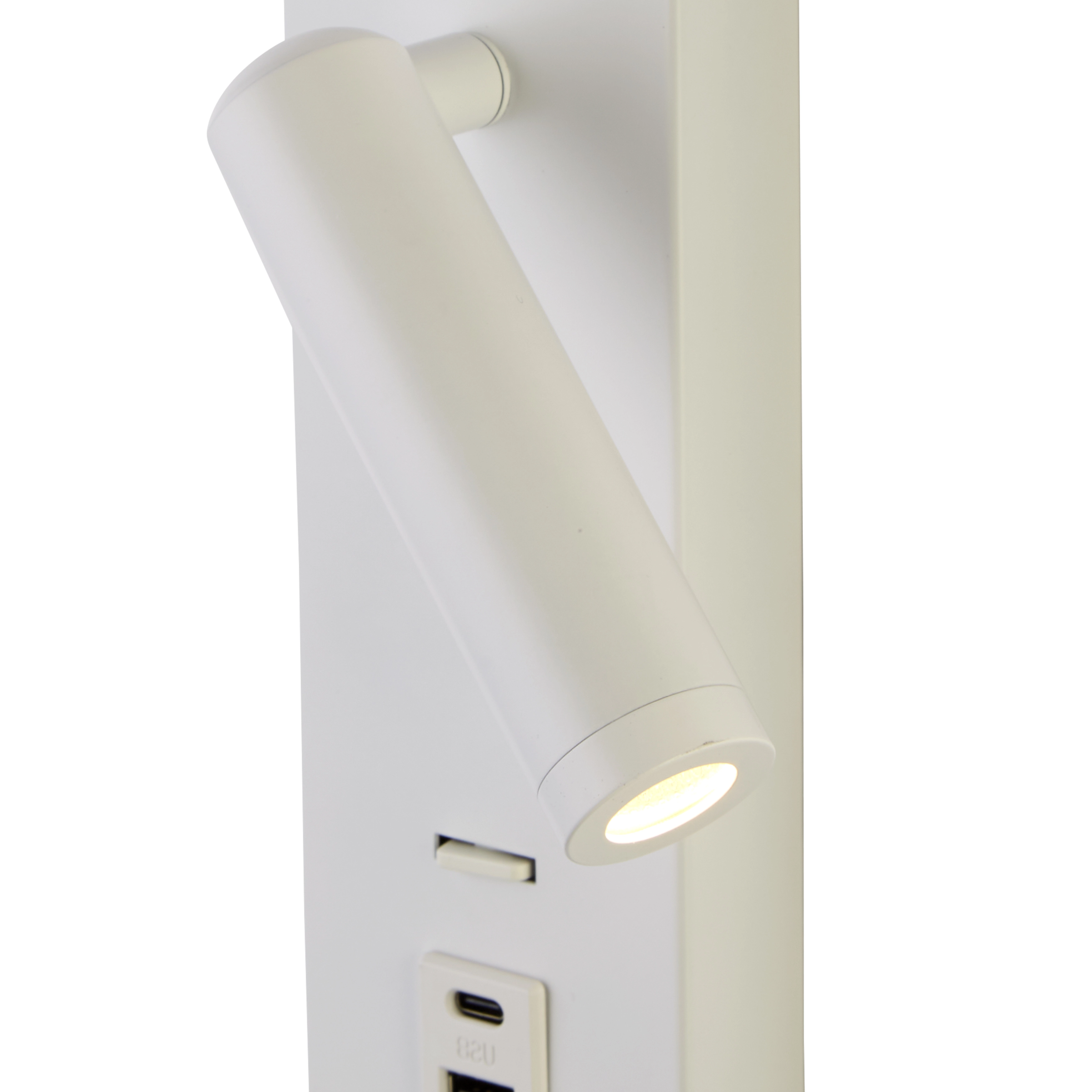 Weiße Nachttischlampe Marlow mit USB Lyora 5053423275864