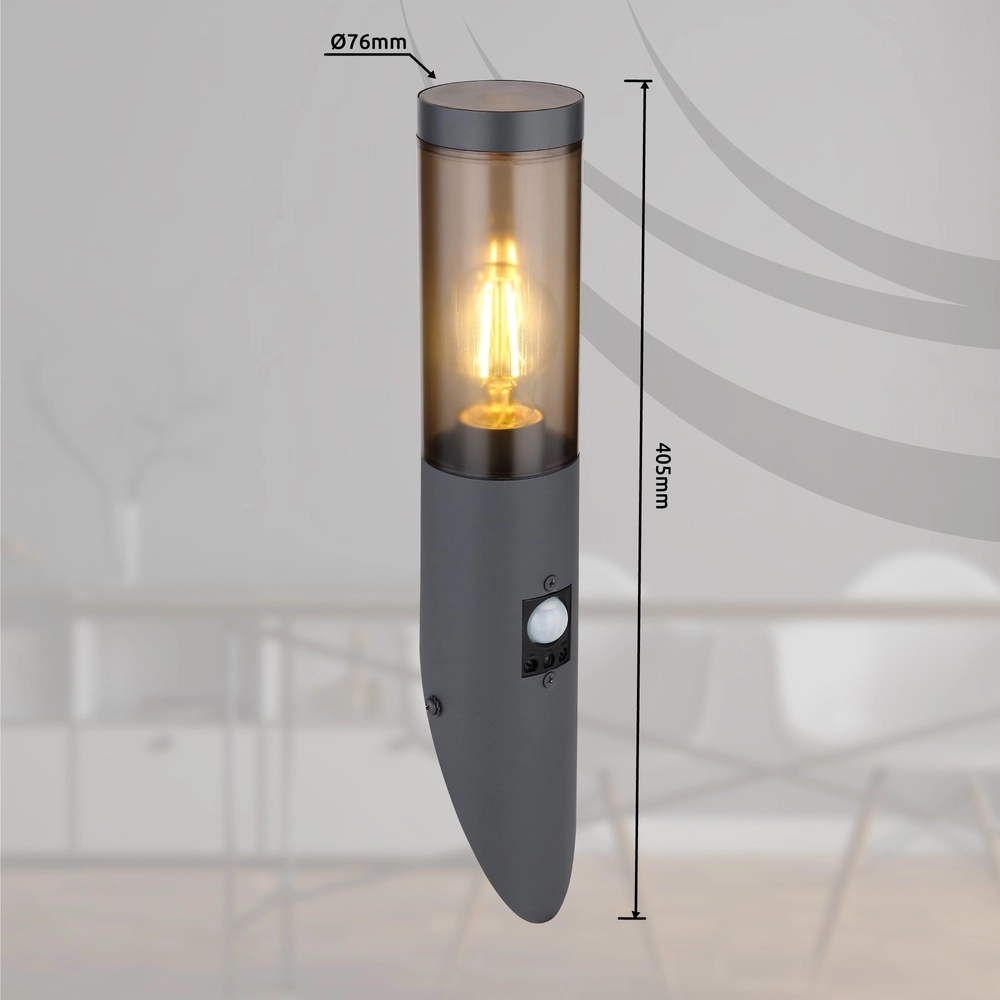 Außenlampe Boston Anthrazit mit Rauch und Sensor Globo 9007371439720